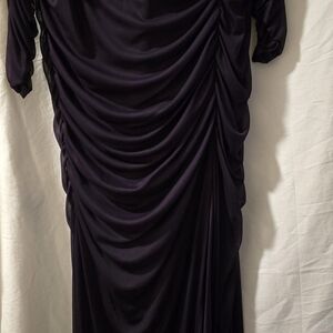 Adrianna Papell Ruched Maxi Dress in Deep Plum